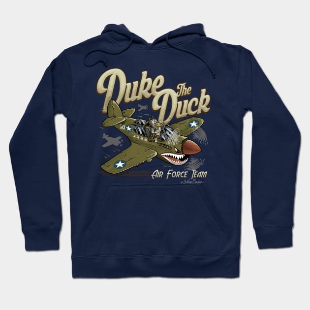 Duke the Duck flying Hoodie by nanobarbero